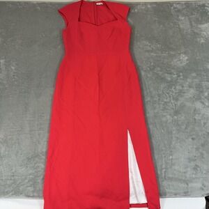 E.Stott Polly Cap-Sleeve Sweetheart Midi Dress Womens 10 Red Wool $1,195 Retail